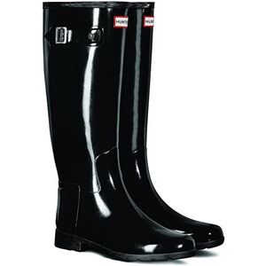 🔸NEW!! HUNTER REFINED GLOSS Boots, size 7, black. ++HUNTER Boot Socks in ivory